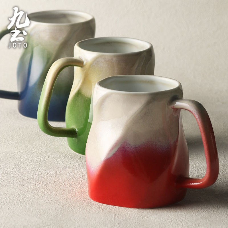サムネイル： JOTO - 454ml Ceramic Mug with Handle, Personalized, Irregular, Kiln-formed