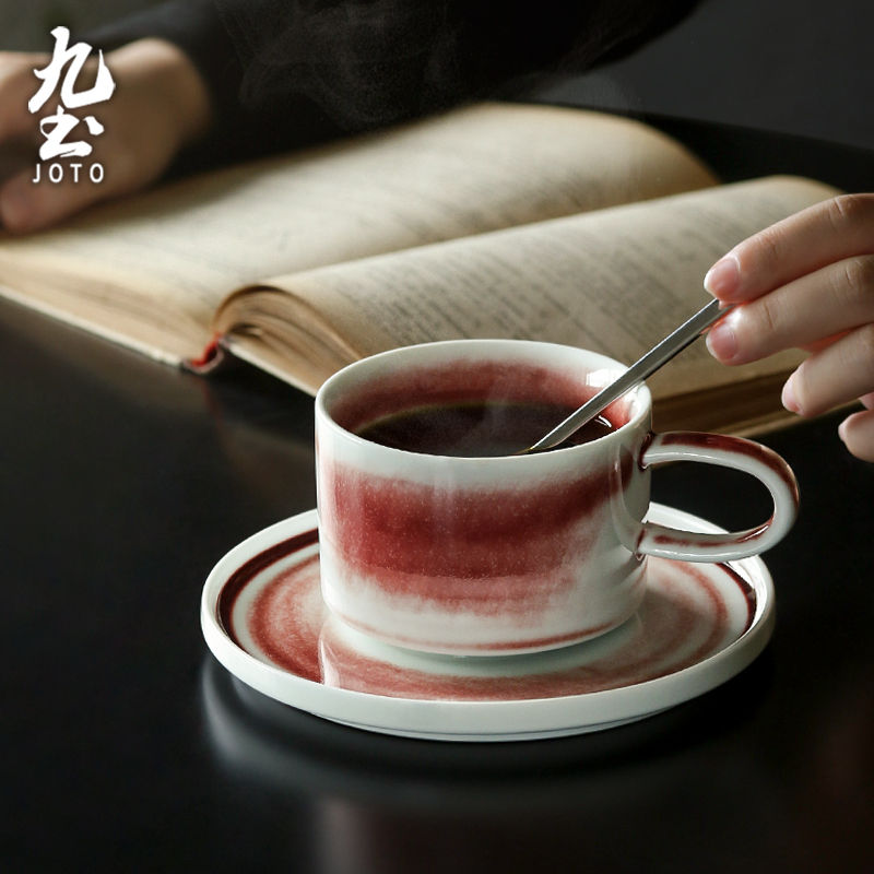 縮圖：JOTO - 手工制作咖啡杯碟 450ml 创意窑变色 办公室用