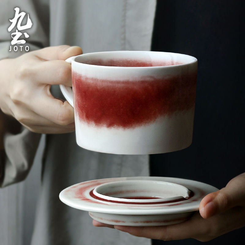 Thumbnail: JOTO - Handmade Coffee Cup and Saucer, 450ml, Creative, Kiln Color, Office