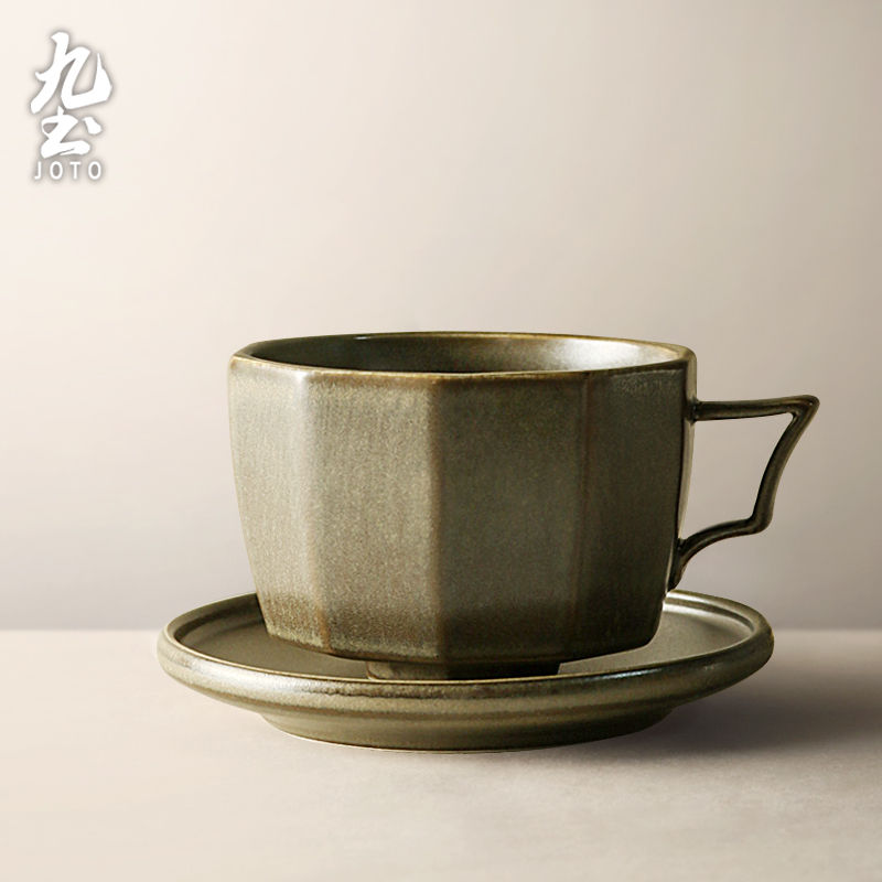 Thumbnail: JOTO - Ceramic Cup and Saucer Set, 280ml, Handmade, Kiln Color, Office, Home
