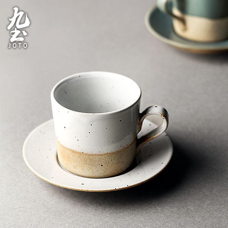 サムネイル： JOTO - Rough Ceramic Coffee Cup and Saucer Set, 120ml, Personalized