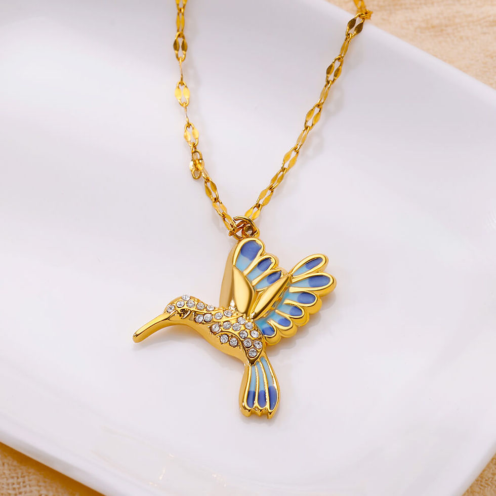 Miniatura: Cute Colorful Birds Necklaces For Women Stainless Steel Gold Color Chain Heart G
