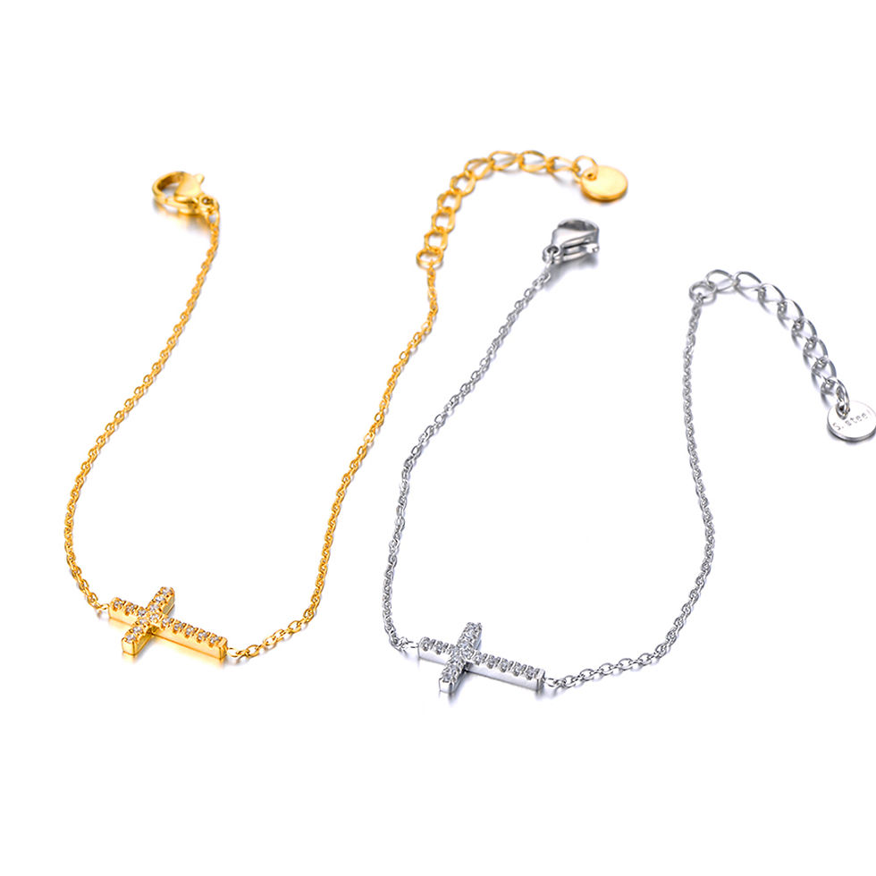 Miniatura: Lokaer Religious Cross Charm Bracelets For Women Men Classic Stainless Steel Cub