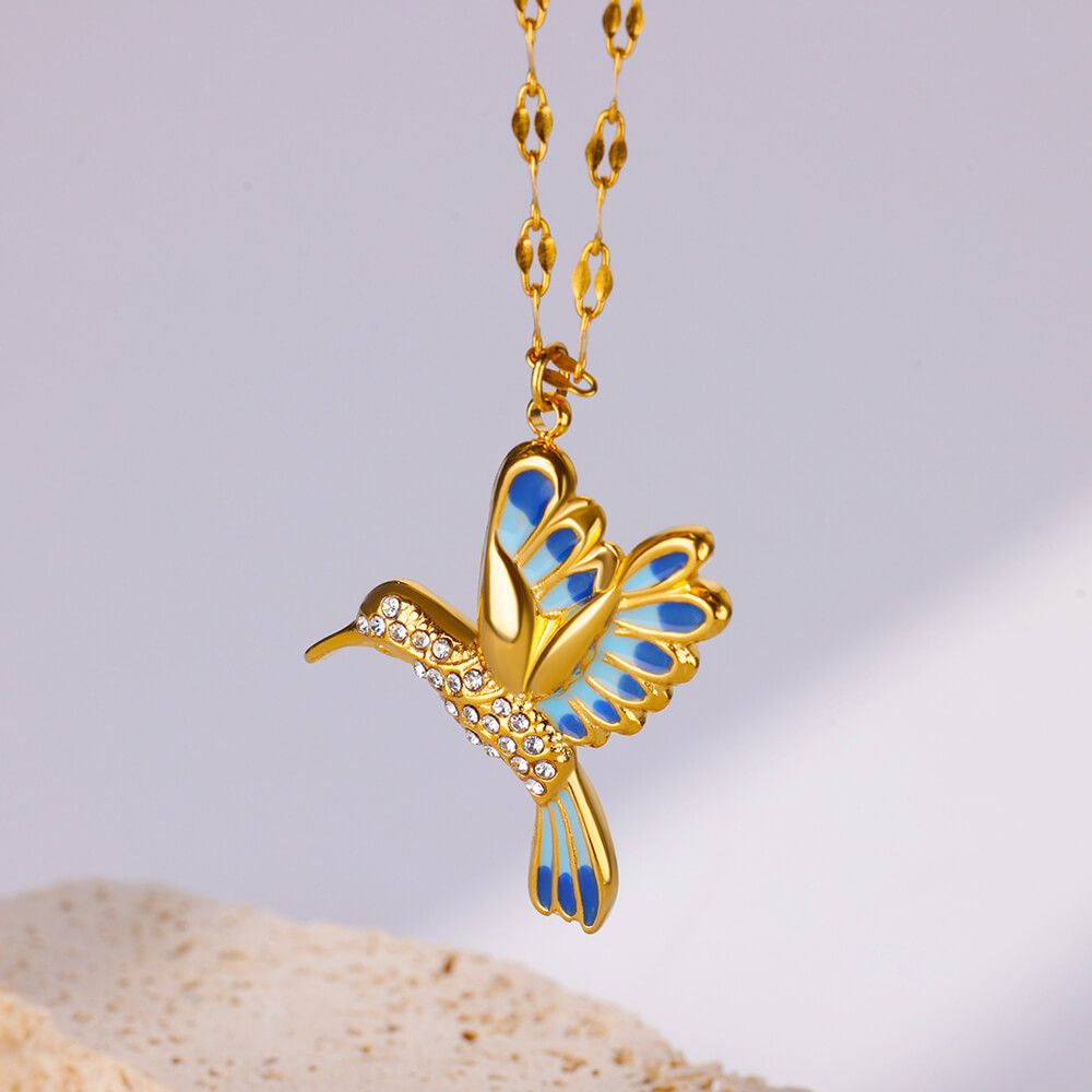 Cute Colorful Birds Necklaces For Women Stainless Steel Gold Color Chain Heart G