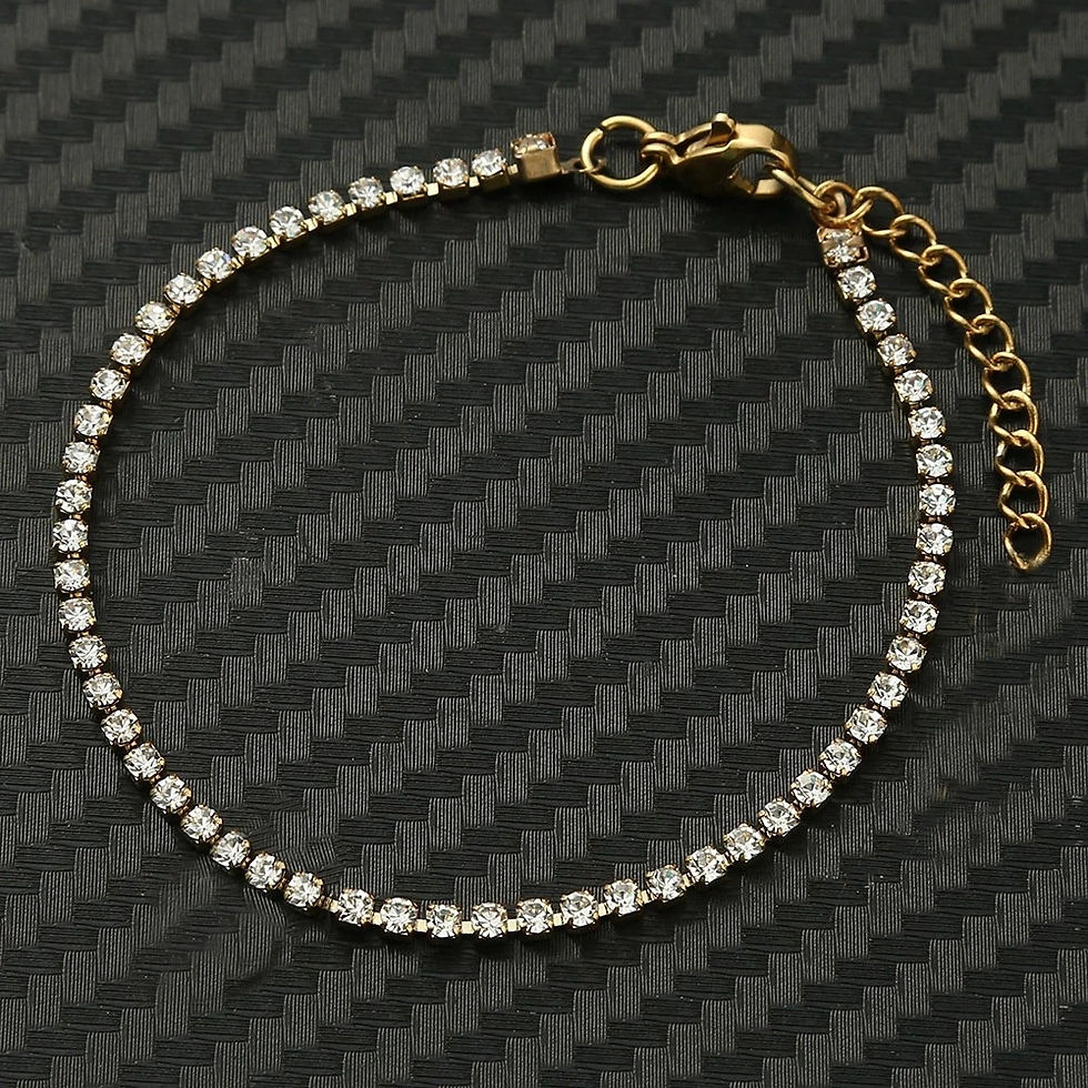 Miniatura: 2mm Dainty Iced Out Tennis Chain Bracelets Female Gold Color Stainless Steel Cub
