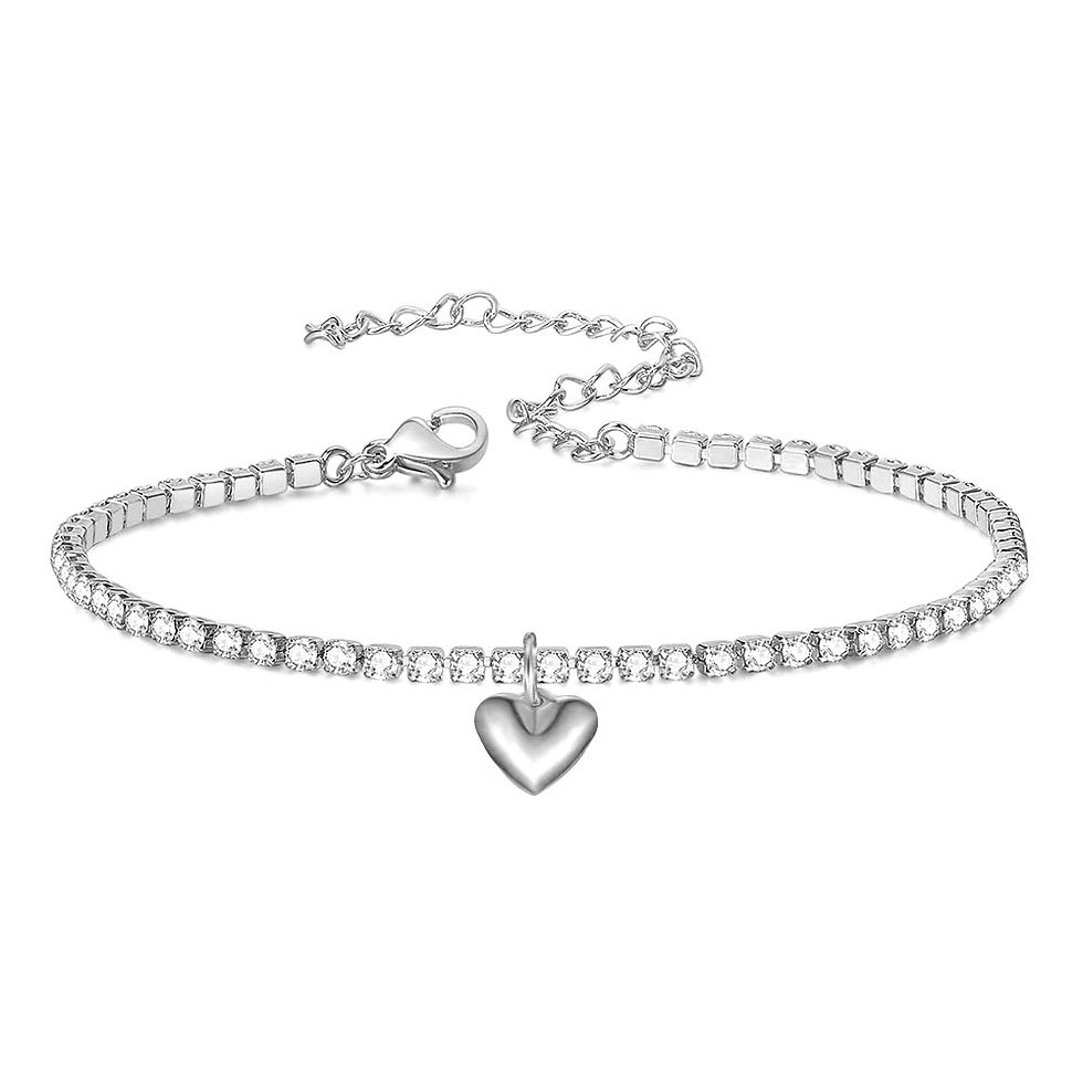 Miniatura: 2mm Dainty Iced Out Tennis Chain Bracelets Female Gold Color Stainless Steel Cub