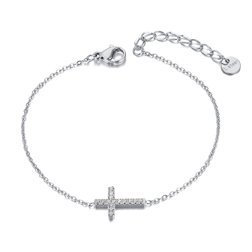 Miniatura: Lokaer Religious Cross Charm Bracelets For Women Men Classic Stainless Steel Cub