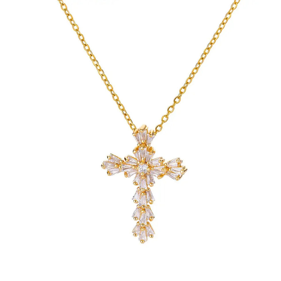 Miniatura: Luxury Zirconia Cross Pendant Necklace for Women Zircon Crystal Stainless Steel 