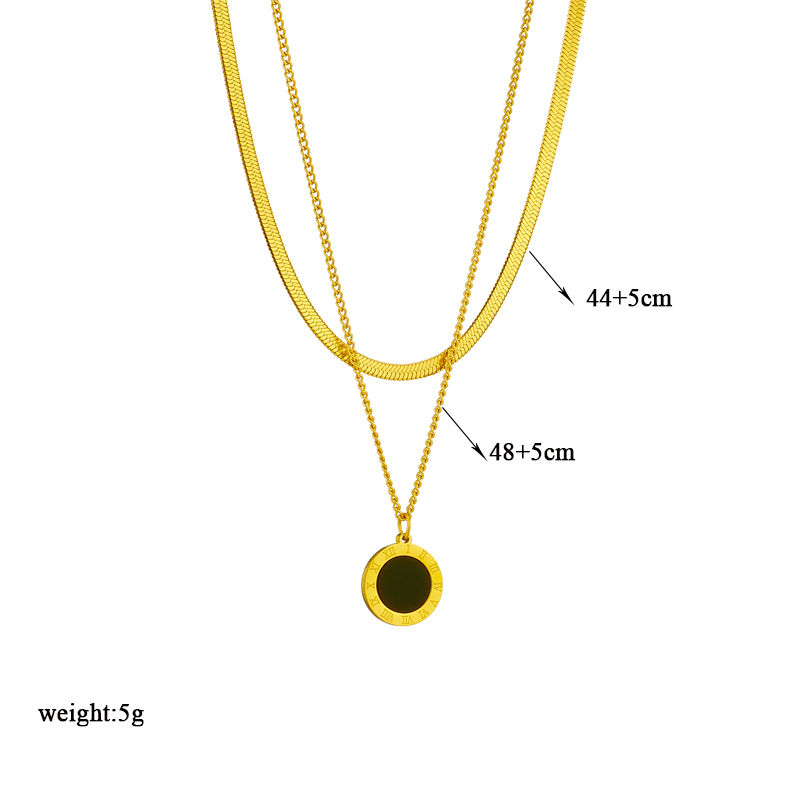 Miniatura: DIEYURO 316L Stainless Steel Roman Numeral Dial Pendant Necklace For Women New T