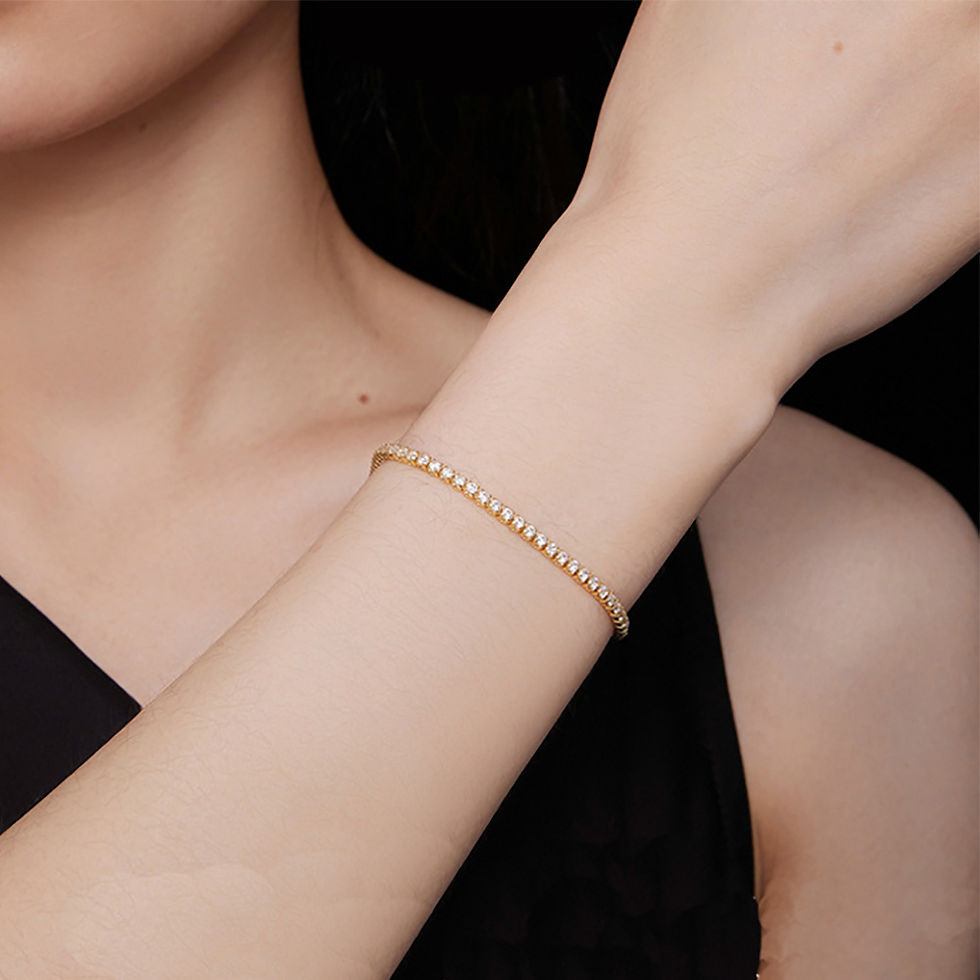 Miniatura: 2mm Dainty Iced Out Tennis Chain Bracelets Female Gold Color Stainless Steel Cub