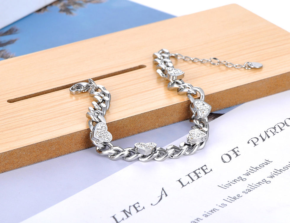 Miniatura: Lokaer Titanium Stainless Steel Chain Link Bracelets Trendy 18K Gold Plated Rhin