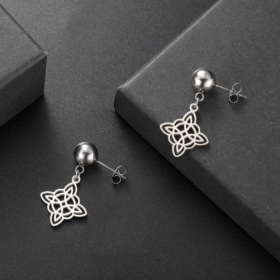 Miniatura: Irish Witch Knot Pendant Earrings Stainless Steel Women's Witchcraft Lucky Talis