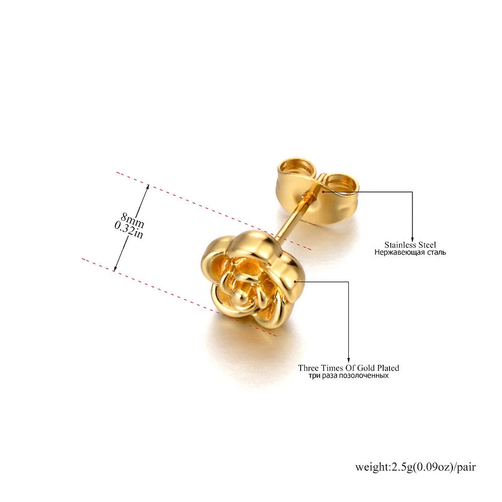 Miniatura: Lokaer Fashion 316L Stainless Steel Rose Plants Stud Earrings For Women 18K Real