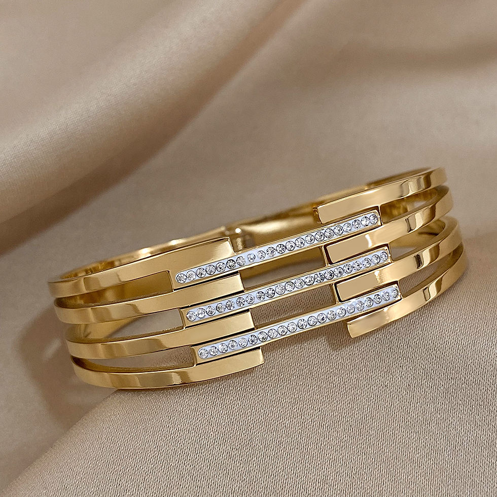 Miniatura: Greatera Chunky Inlaid Rhinestone Stainless Steel Bangles Bracelets for Women Go