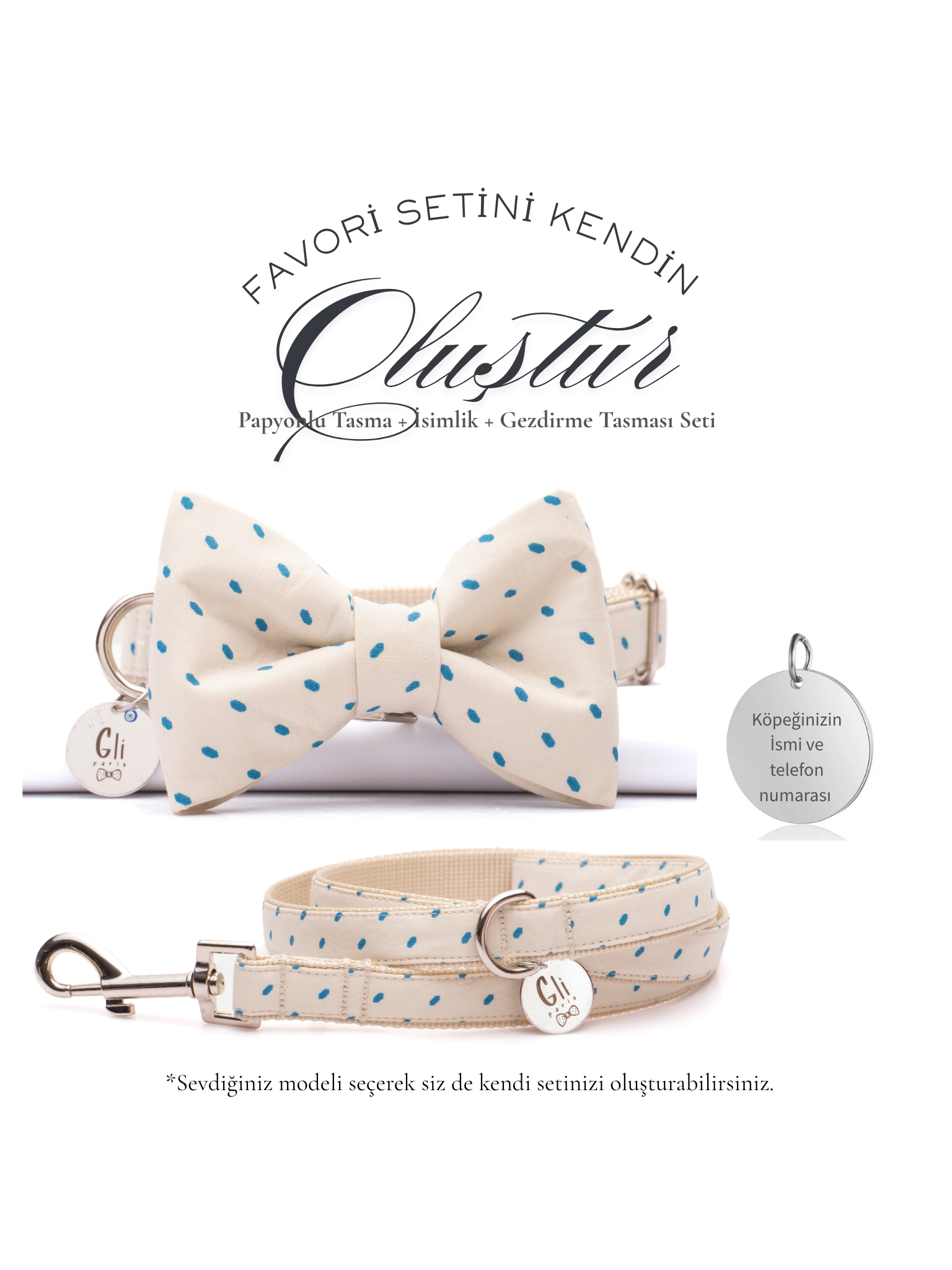 Papyonlu Köpek Tasma Seti