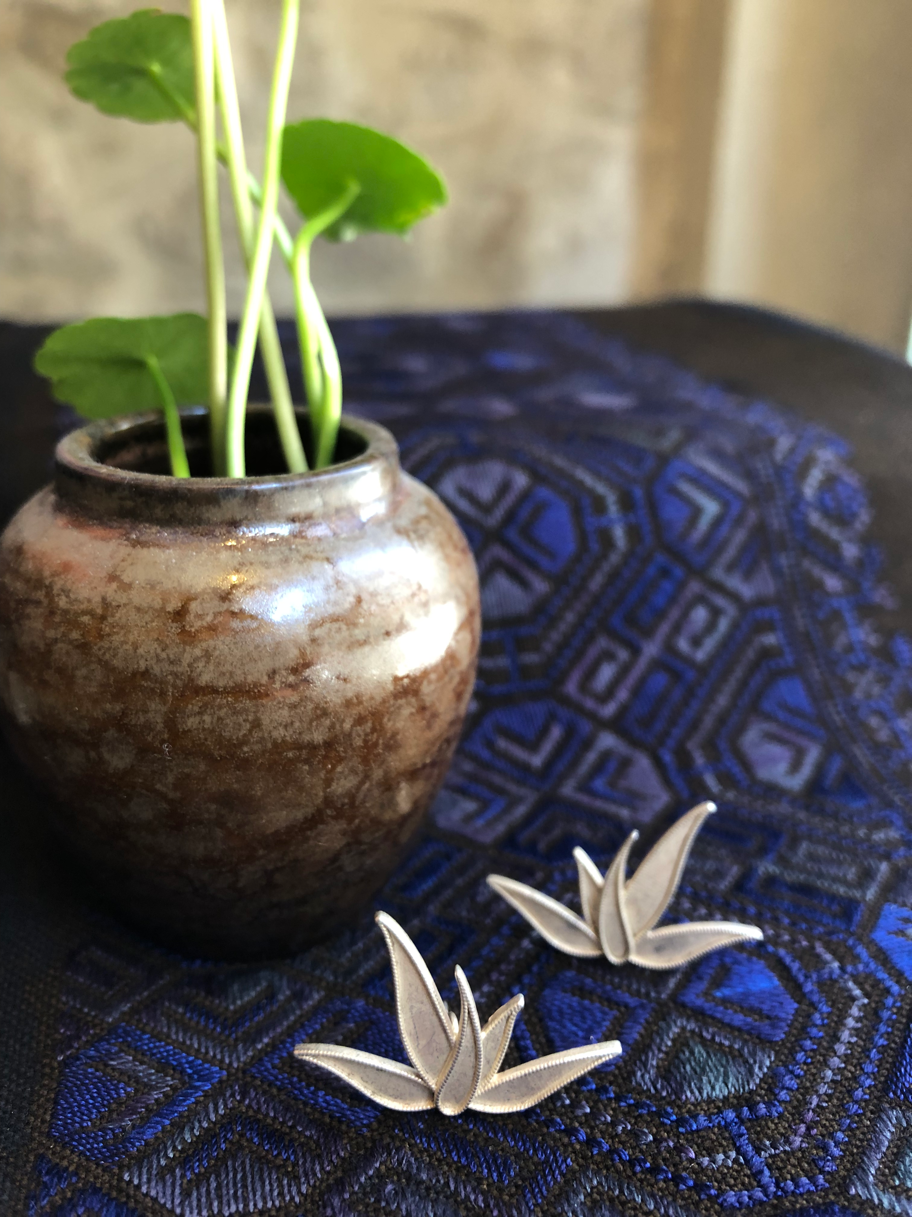 Boucles d’oreilles (feuilles de bambou )