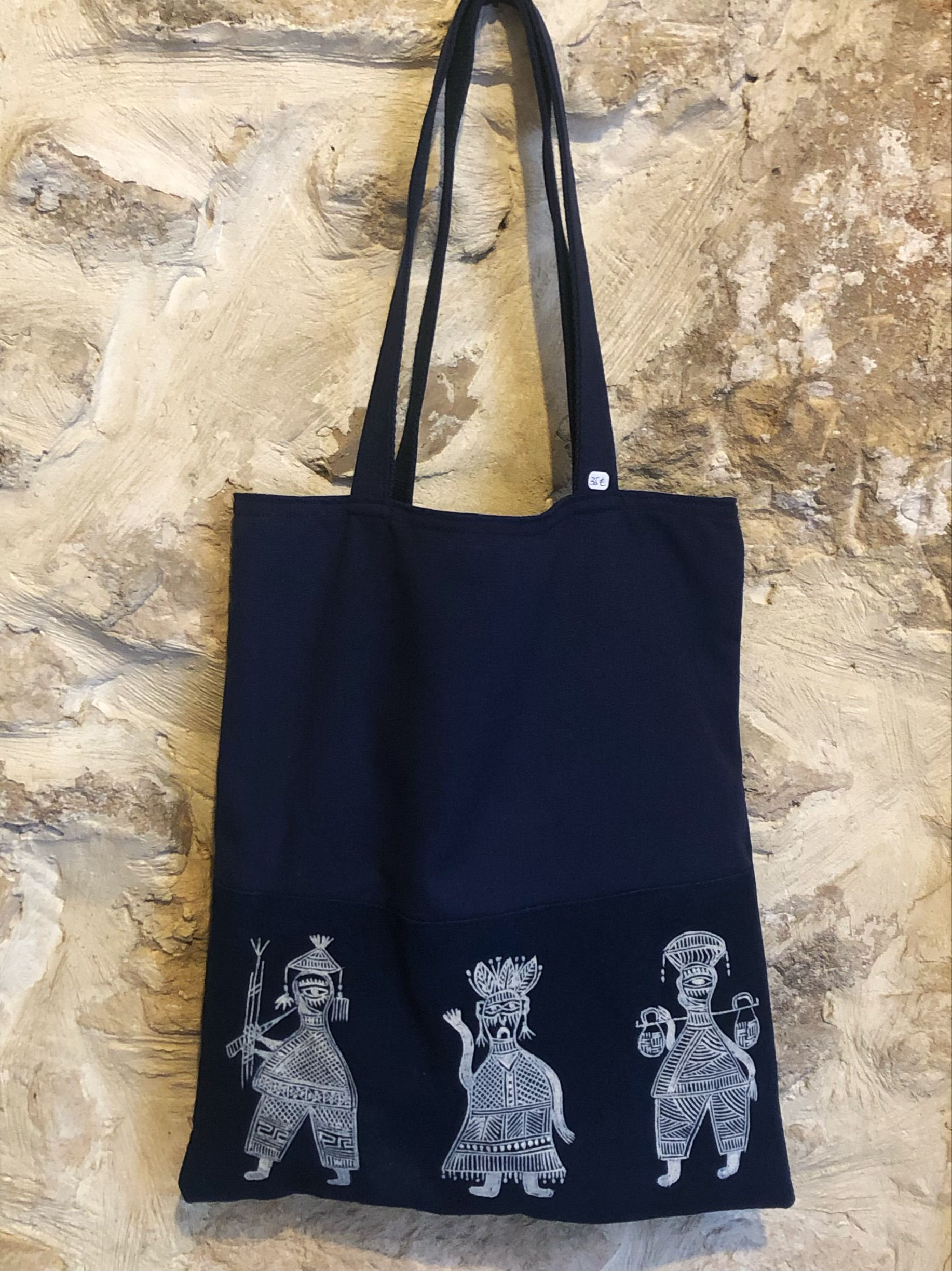 sac en tissu bleu indigo batik