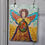 Thumbnail: folk art angel ornament-double sided with wire hanger-floral cabochon