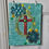 Thumbnail: glittered brown cross-metallic aqua background-blue die cut flowers