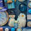 Thumbnail: Winter Moon Man Diorama-blue-glitter-owl-dog-snowman-cabochons-mosaic tiles