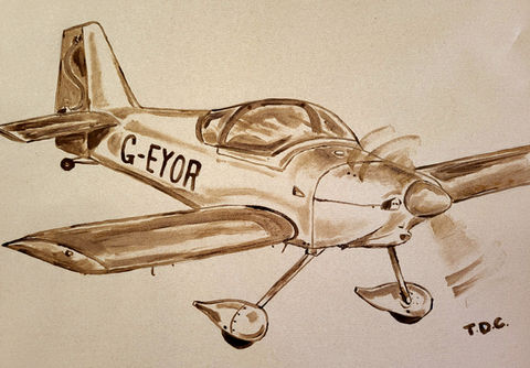 Vans RV-6 'G-EYOR'; Engine Oil on Brown Paper - SOLD