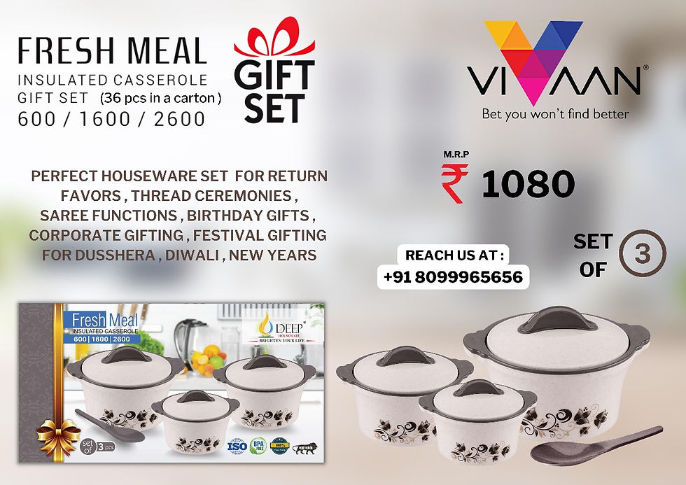 Fresh Meal Insulated Casserole Small Gift Set (600/1100/1600)