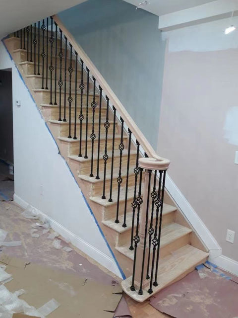 Wrought Iron Railing with Wood Handrail