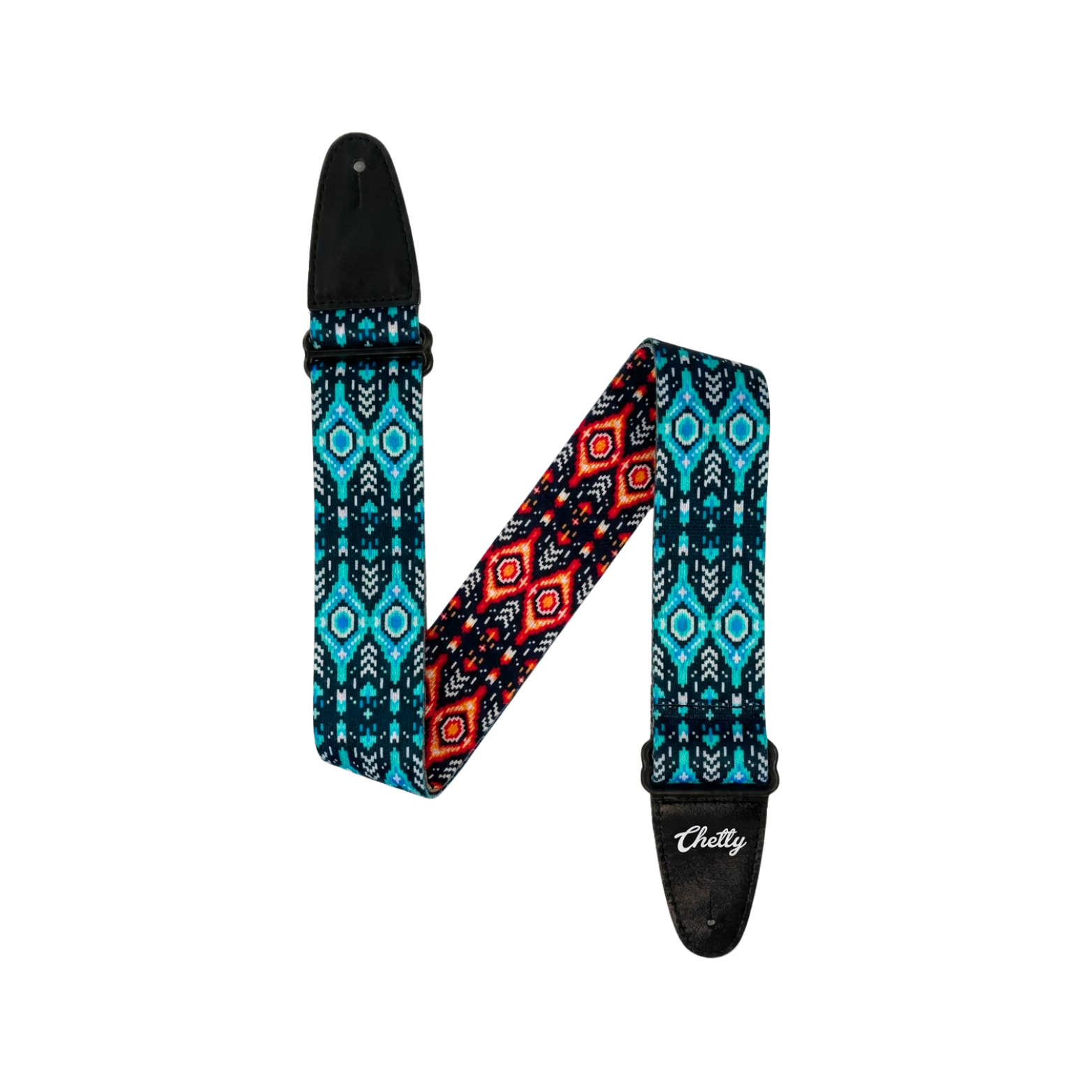 Guitar Strap SB3-Red Black & Blue Hexagon