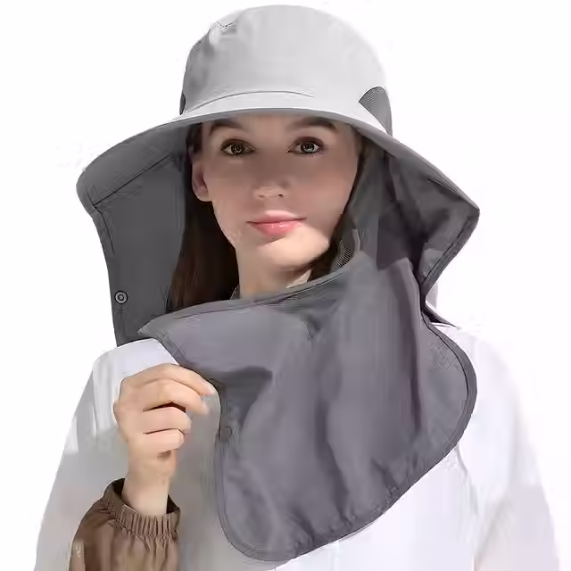 REDESS Nylon Sun Hats for Women and Men UPF 50+ Sun Protection and Neck Flap, Bucket Hat for Men and Women - Gray