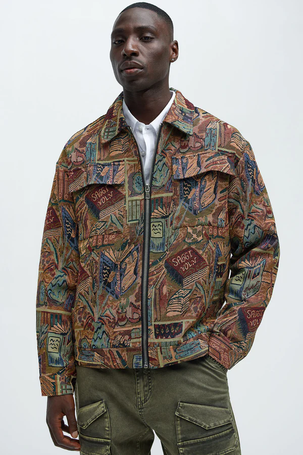 Feelin A Way Tapestry Zip Jacket - Multi Color