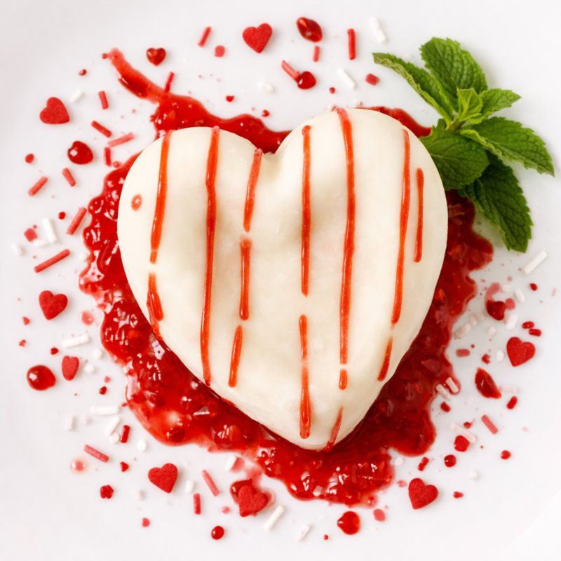 Heart shaped ice cream tartufo