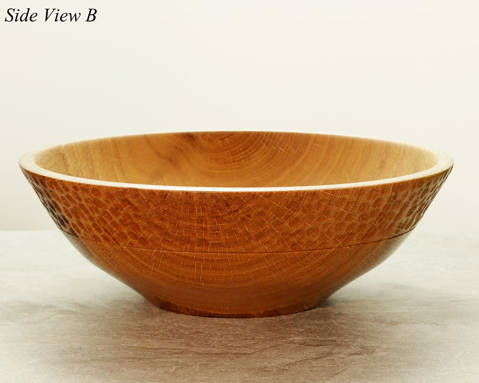 Thumbnail: Textured Wooden Bowl - Handmade Kitchenware - Food Safe - Oak Wood - #132