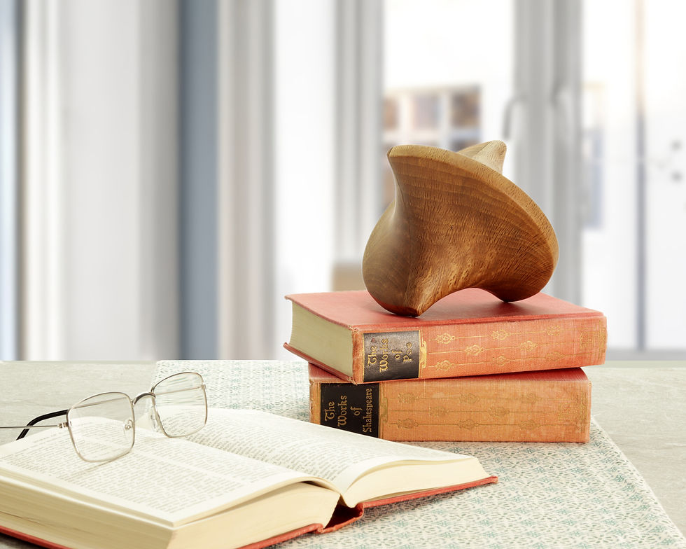 Thumbnail: wooden femisphere decoration displayed on stack of books