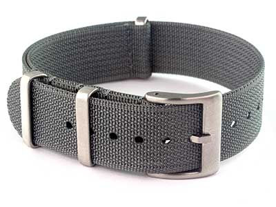 Ribbed Nylon Nato Strap Grey