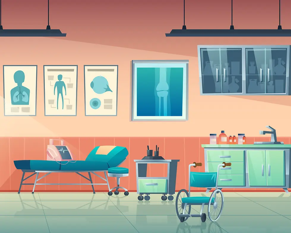 Behandlungszimmer mit medizinischen Geräten