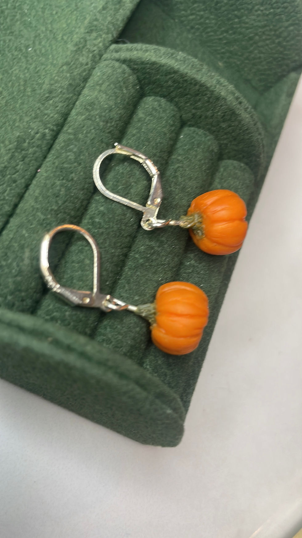 Thumbnail: Handsculpted Pumpkin Earrings - Seaside Magnolia