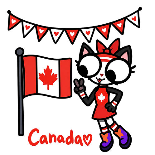 canada inspired derpy cat