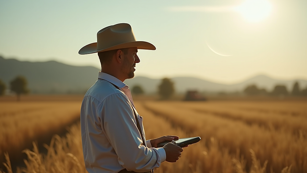 Primer plano de un técnico asesorando a agricultores en campo
