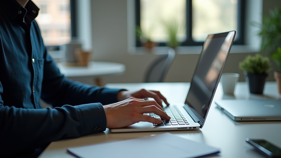 Close-up of a web designer working on a professional website layout