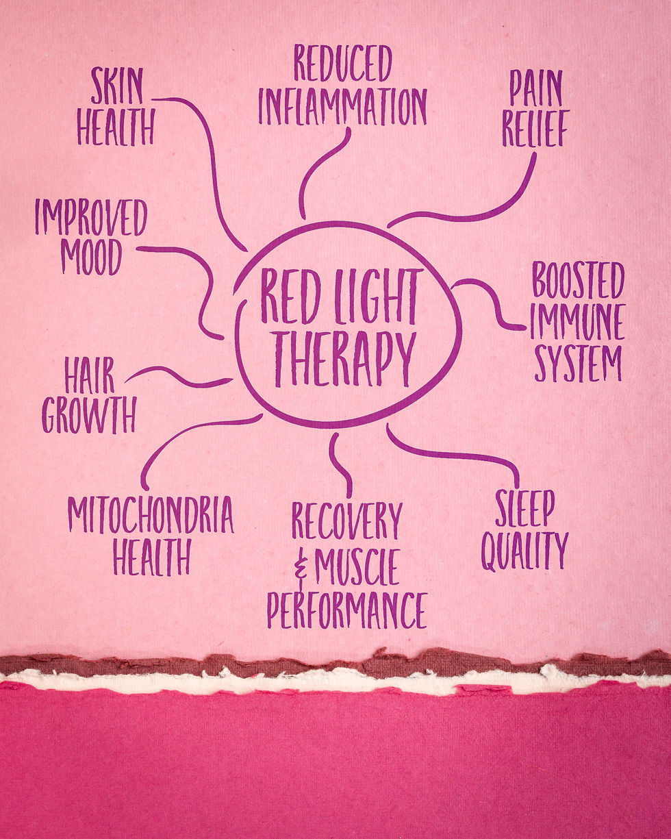 health benefits of red light therapy - mind map sketch on art paper, health and medical in