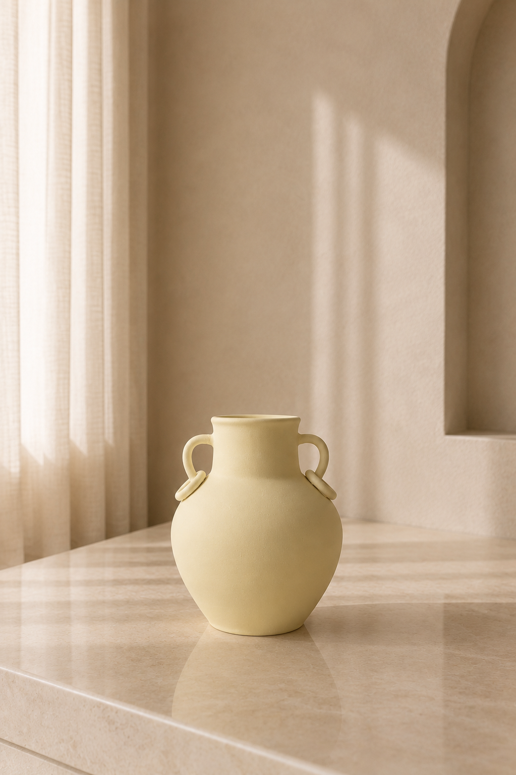 Lemon Cream Amphora Vase