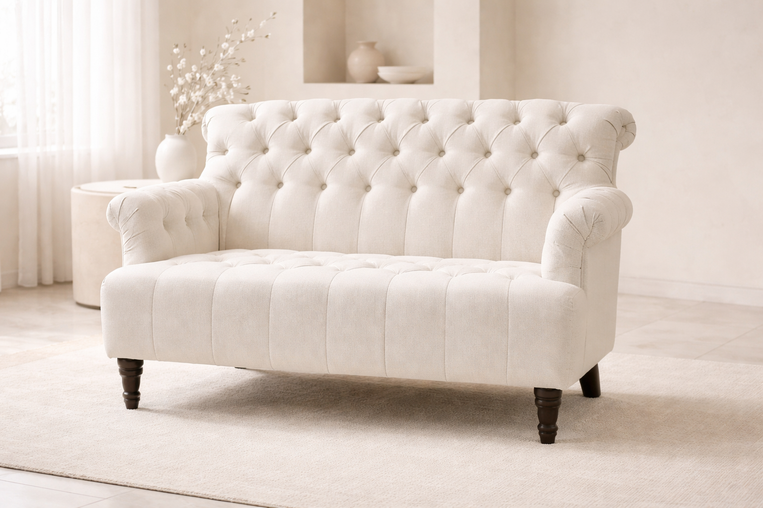 Tufted Ivory Sofa