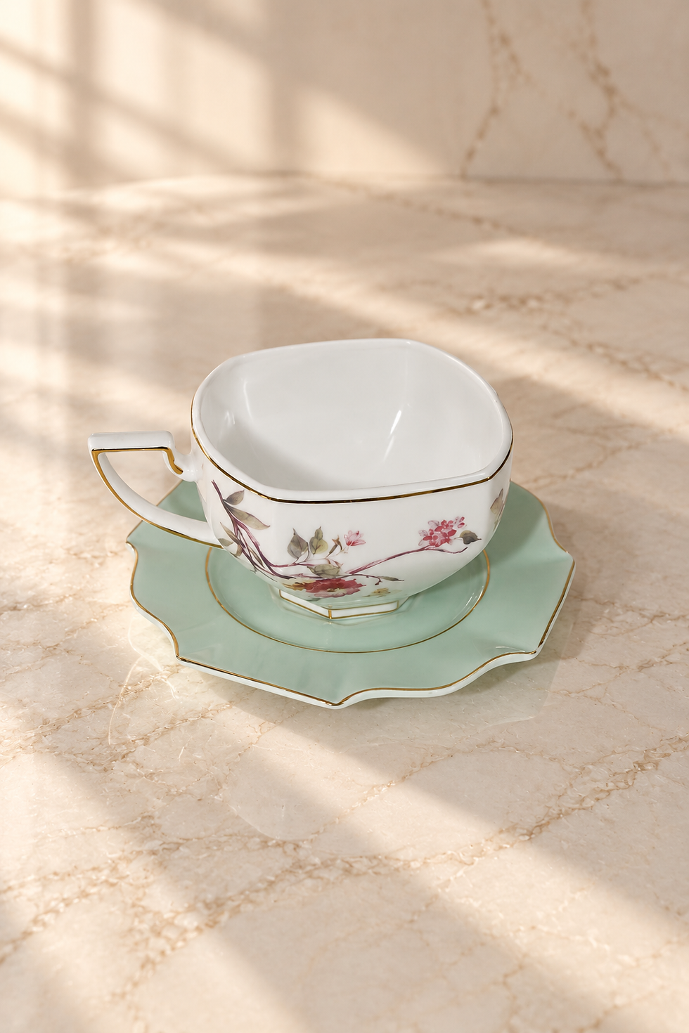 Thumbnail: Floral Porcelain Teacup Set