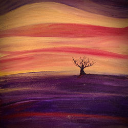 Acrylic Tree in the Sunset Painting