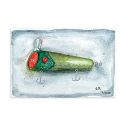 Green Vintage Fishing Lure Painting