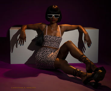 Christena B. Imagery, Bedford Heights, Ohio, Cleveland, fashion, photoshoot, Christena B. Imagery, modeling portfolio, model poses, posing props, sunglasses, 2 piece outfits, lace up heels, 