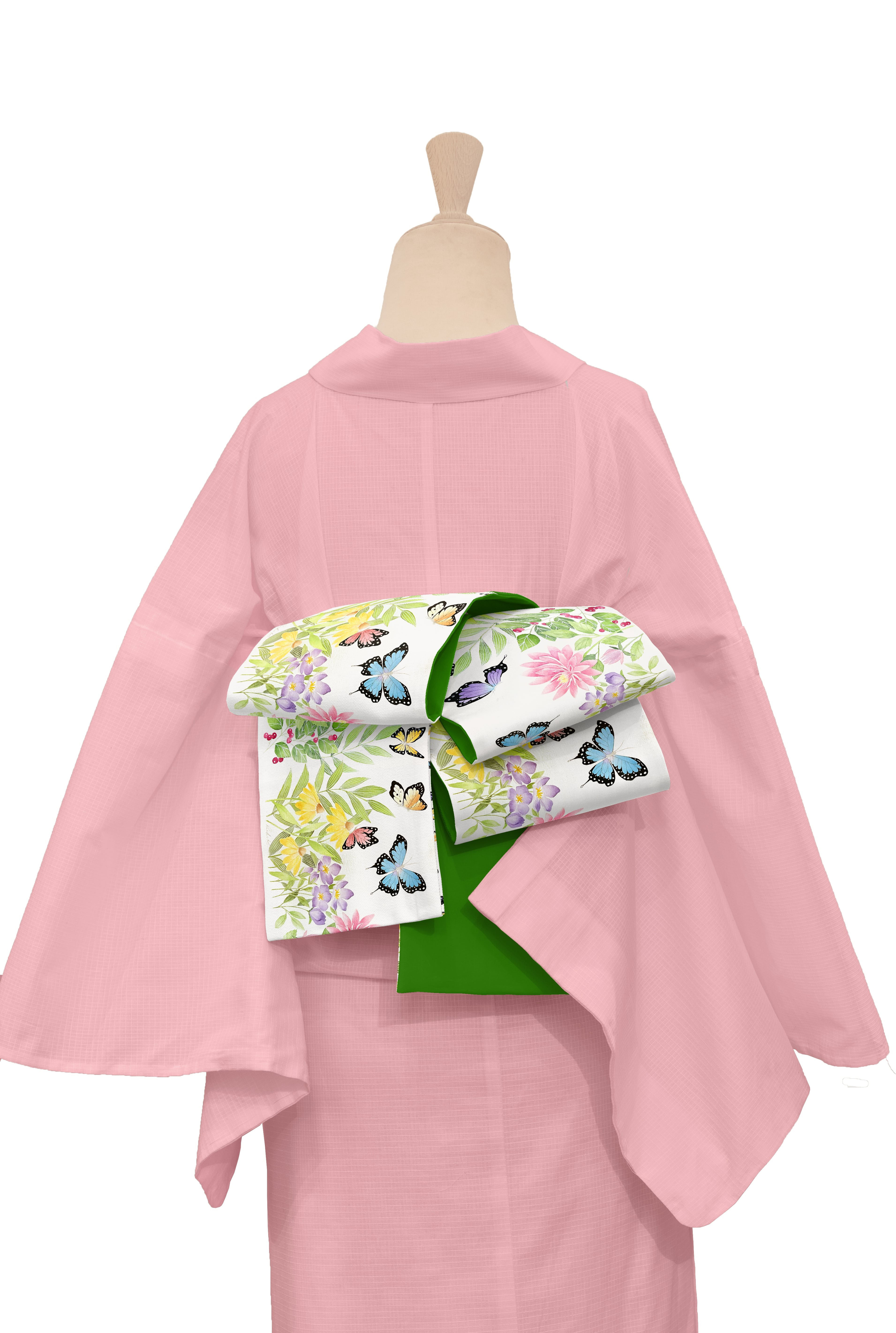 Kimono Bloomオリジナル花帯シリーズ 「花畑で遊ぶ蝶たち」半幅帯