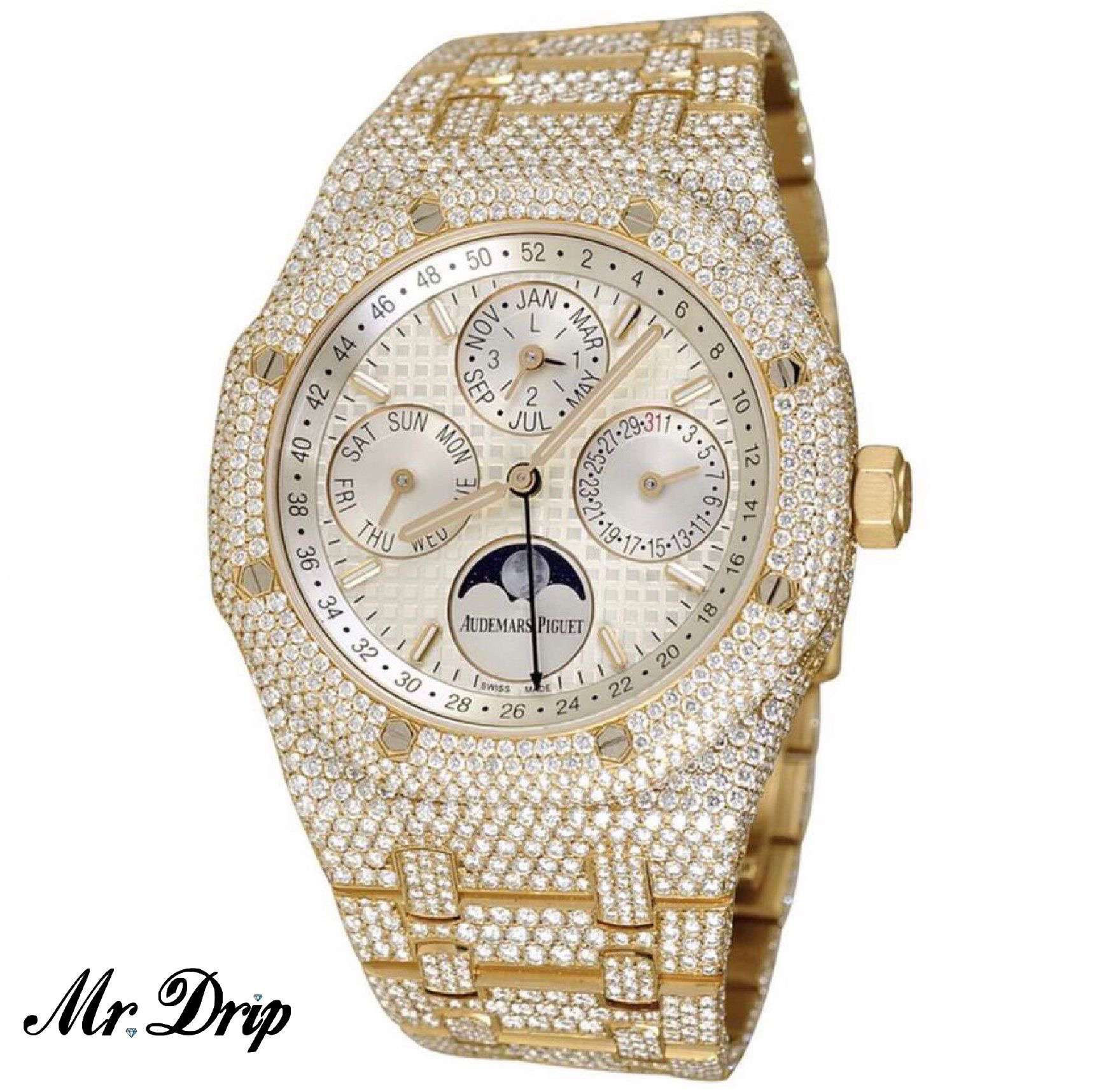 41MM AUDEMARS PIGUET ROYAL OAK PERPETUAL CALENDAR 18K YELLOW GOLD DIAMONDS 29CT
