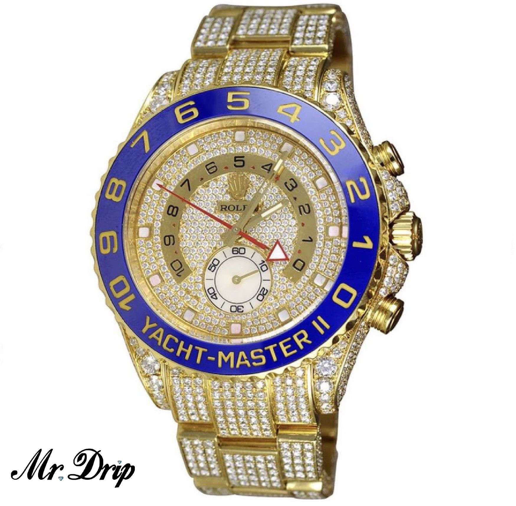 44MM ROLEX YACHT-MASTER II 18K YELLOW GOLD DIAMONDS 28CT