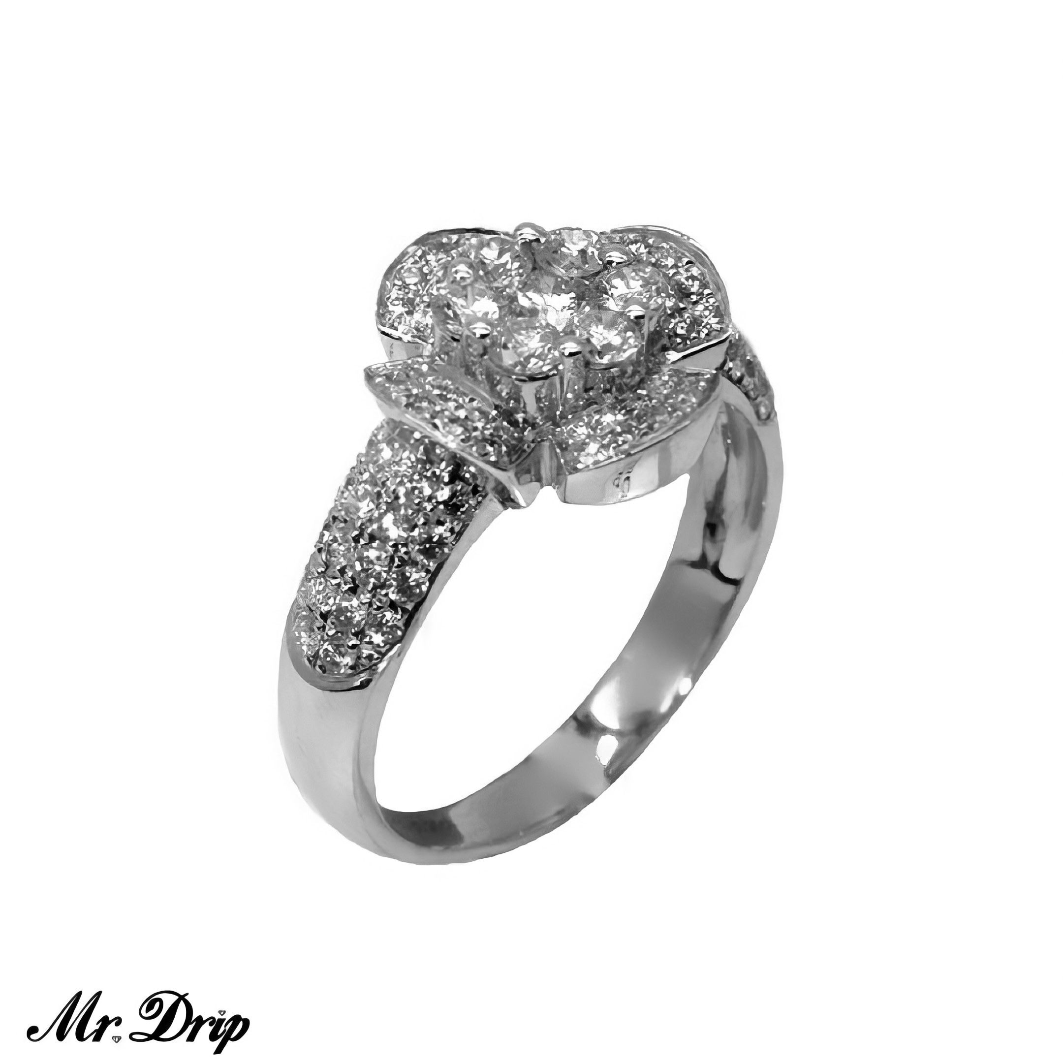 18K WHITE GOLD STAR BRILLIANT CUT DIAMOND RING 1.03CT